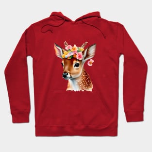 Cute Fawn with flowers Hoodie